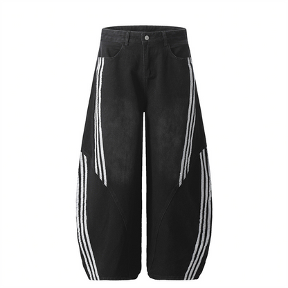 ラインデザインワイドレッグデニムパンツ/2color/cm0112