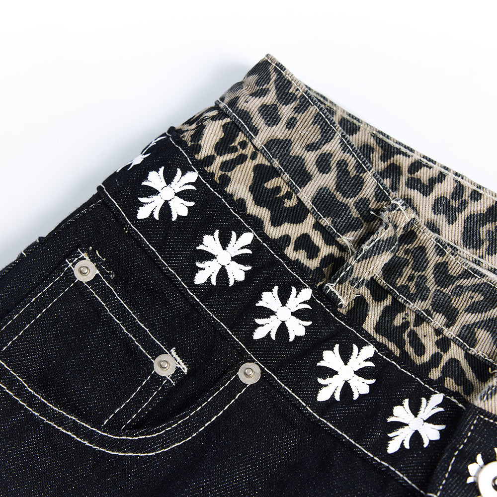 クロスデザインレオパードディテールワイドパンツ/cm0147