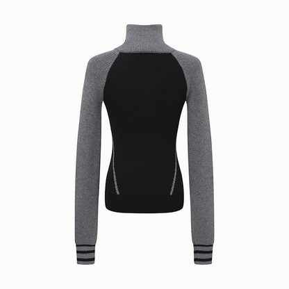 ナンバーロゴバイカラージップアップニット/2color/cm0158