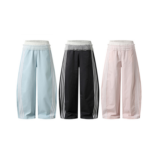 3color/ウエストレースサイドラインパンツ/cm0305