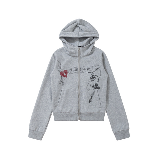 2color/ハート＆クロスロゴジップアップフーディー/cm0184