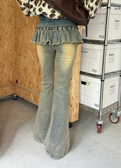 デニムフリルウォッシュドヴィンテージジーンズ/cm0037