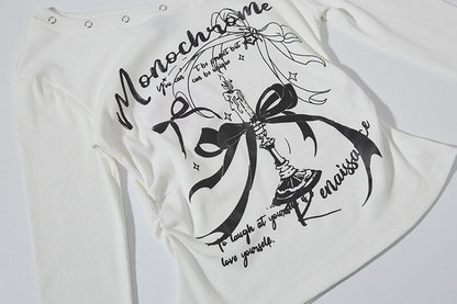 オフショルダーベルトデザイントップス/2color/cm0157