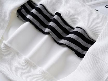 ボーダーフェイクレイヤードオフショルダートップス/2color/cm0134