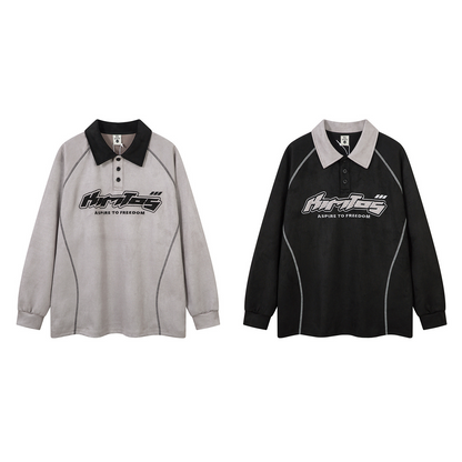 ヴィンテージバイカラー/ステッチデティールポロトップス/2color/cm0061