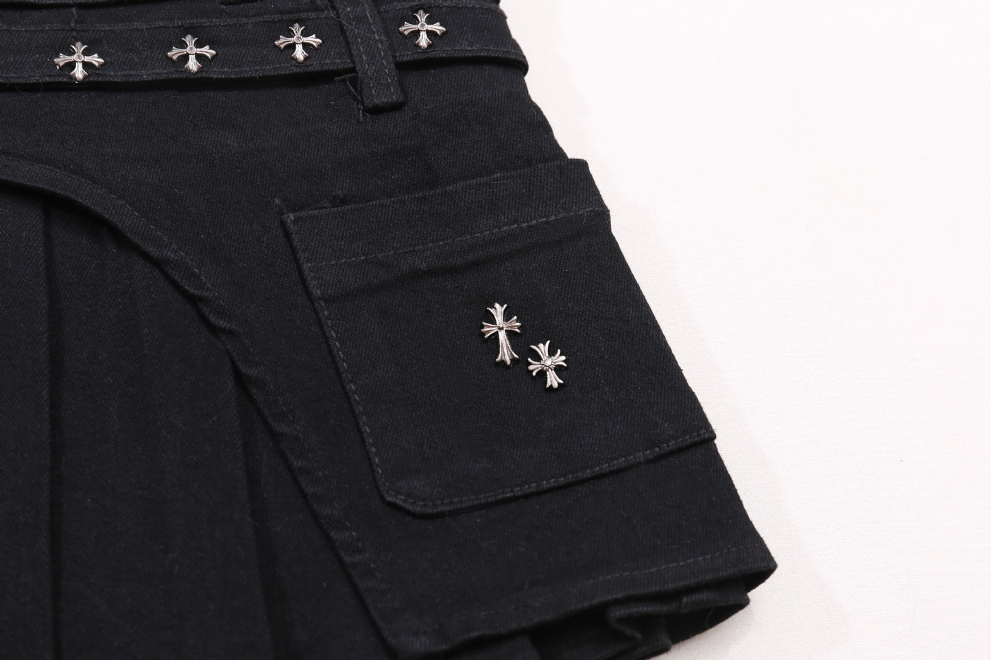 クロススタッズデザインデニムミニスカート/2color/cm0142