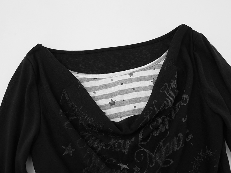 2color/フェイクレイヤードロゴ入りトップス/cm0239