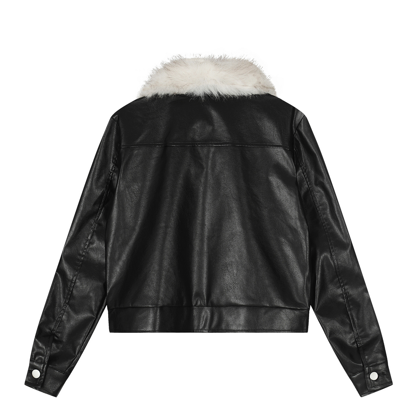 ファー付きフェイクレザーダブルポケットデザインジャケット/2color/cm0044