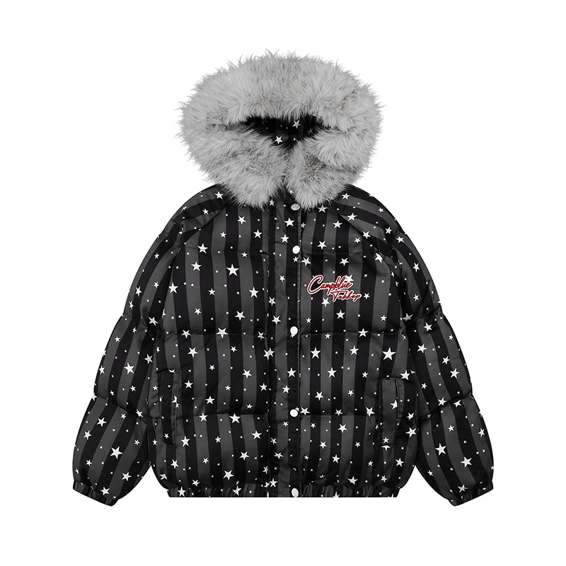 スター柄ファー付きフードパファージャケット/2color/cm0021