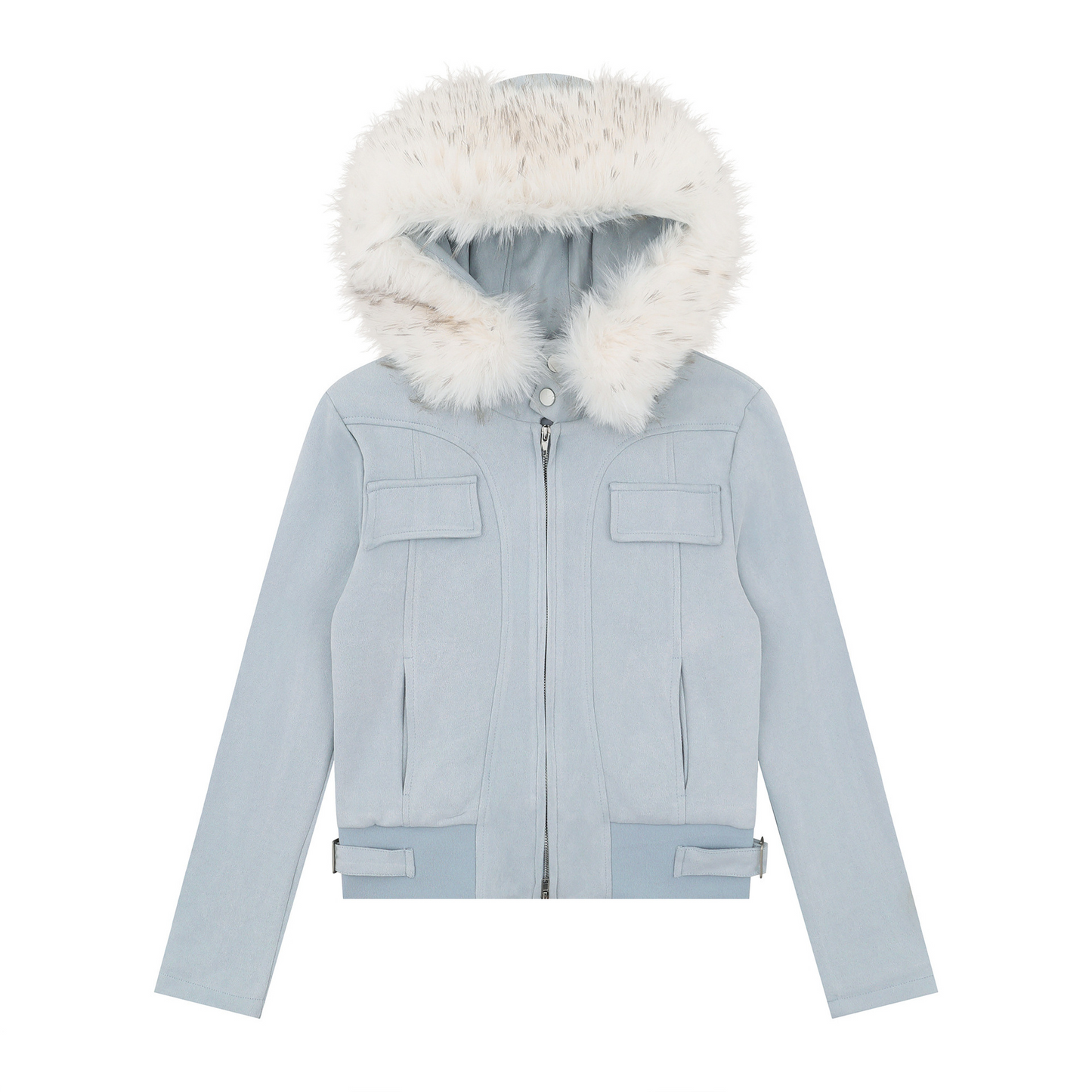 取り外しファー付きポケットデザインジップアップジャケット/2color/cm0043