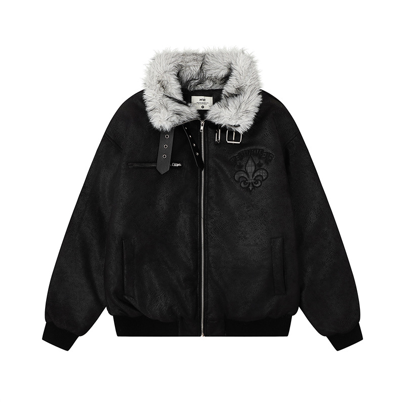 スエード調ファー付きジャケット/3color/cm0018