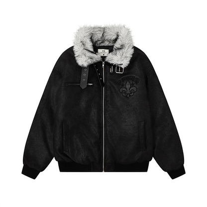 スエード調ファー付きジャケット/3color/cm0018