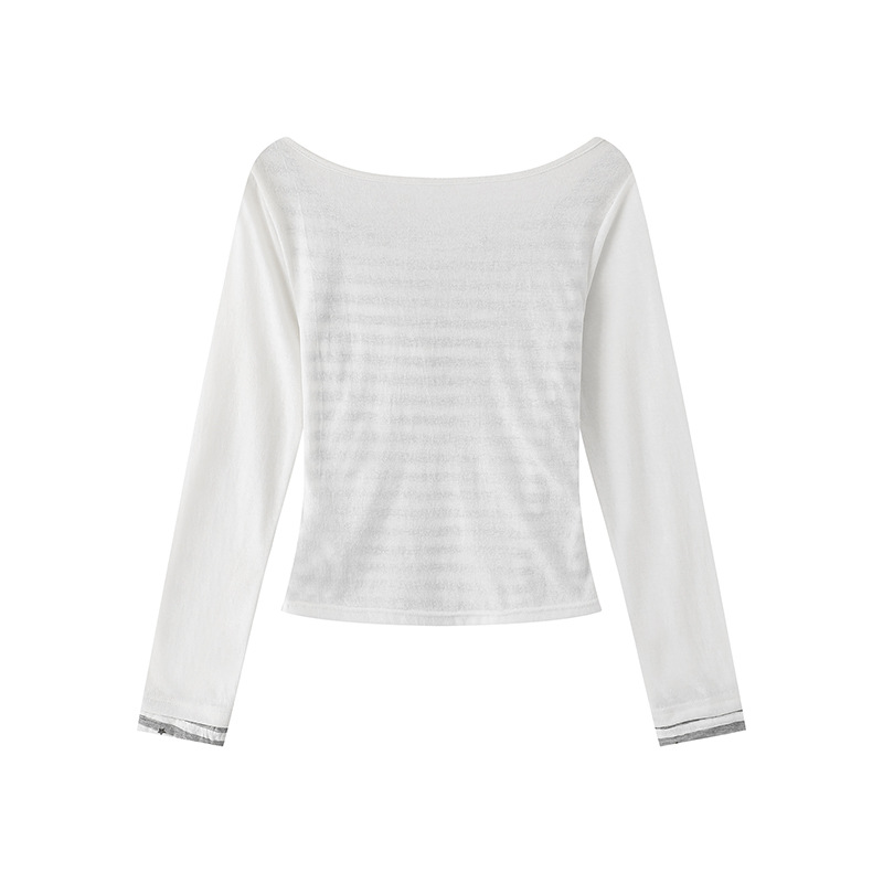 2color/フェイクレイヤードロゴ入りトップス/cm0239