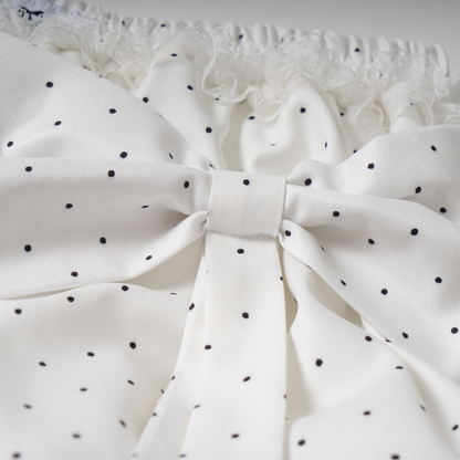 リボンデザインバブルヘム水玉ミニスカート/2color/cm0105