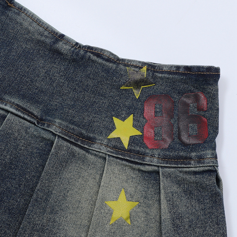 スタープリントデニムミニスカート/3color/cm0011