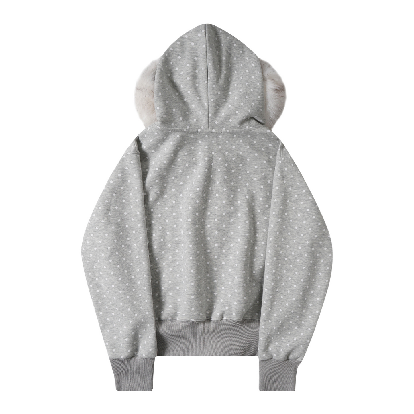 耳付きファーフードワンポイントロゴジップアップパーカー/2color/cm0126