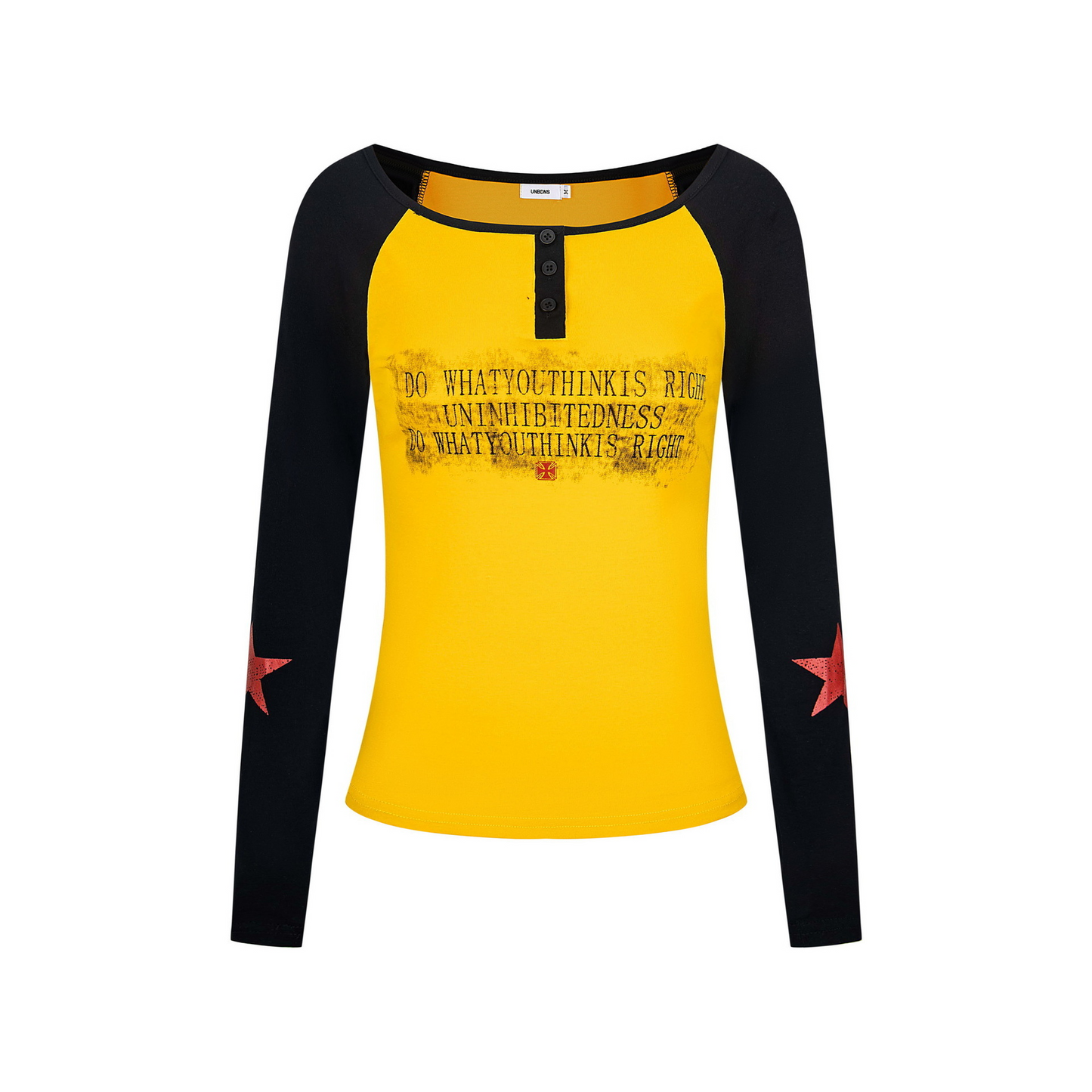 バイカラーフロントボタンプリントトップス/2color/cm0155