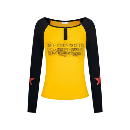 バイカラーフロントボタンプリントトップス/2color/cm0155