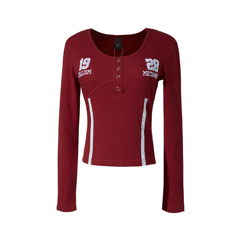 レースラインスポーティー/ナンバー刺繍長袖Tシャツ/2color/cm0099