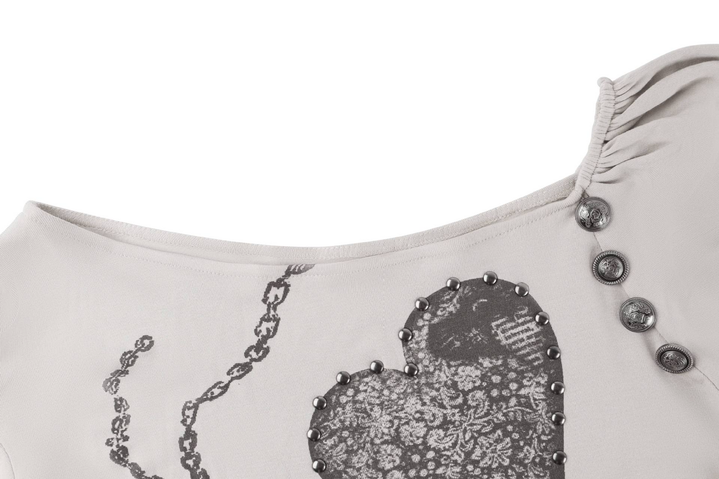 4ボタンプリント長袖トップス/3color/cm0152