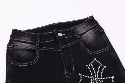 クロスデザインウォッシュドデニムパンツ/cm0093