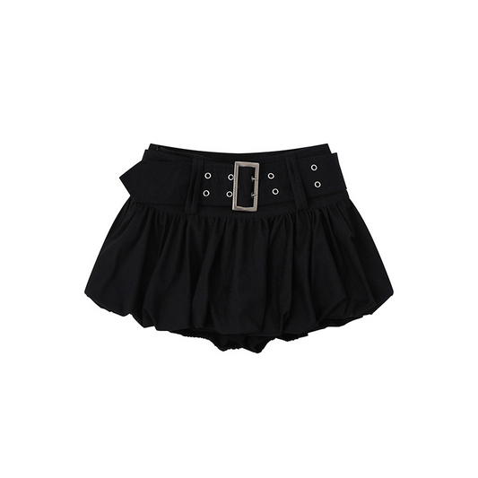 2color/ベルトデザインバブルヘムミニスカート/cm0246