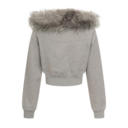 取り外しファー付きプリントジップアップスウェット/2color/cm0051