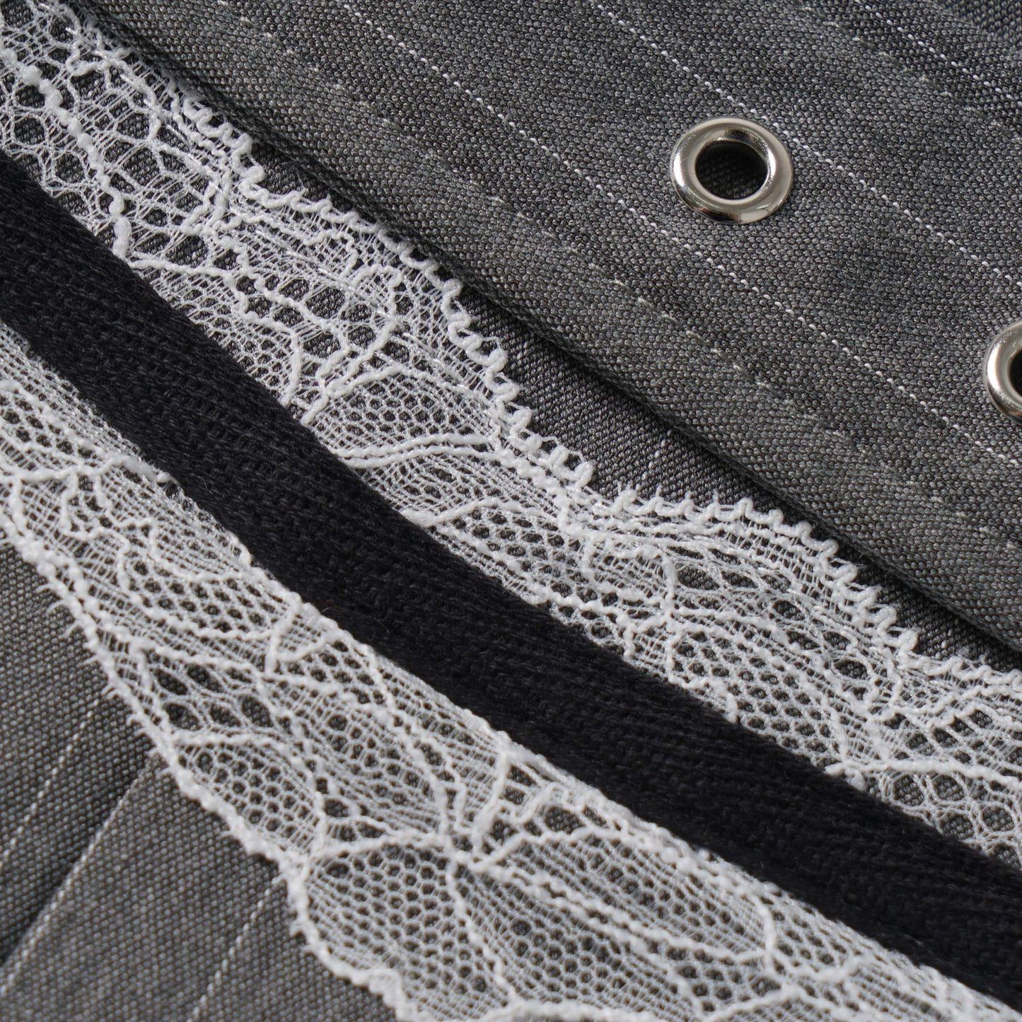 ベルトデザインレースディテールステッチワンポイントロゴミニスカート/cm0121