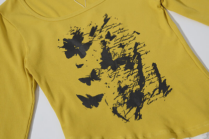 レースデザインプリントTシャツ/3color/cm0088