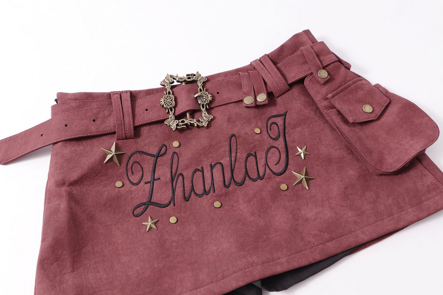 スタースタッズ装飾ベルトミニスカート/2color/cm0109