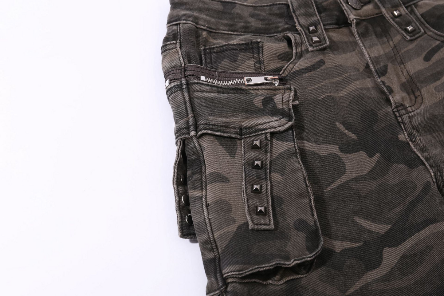 カモフラ柄ダメージデニムパンツ/cm0094