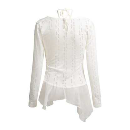 ヴィンテージデザインメッシュダメージ加工長袖トップス/2color/cm0059