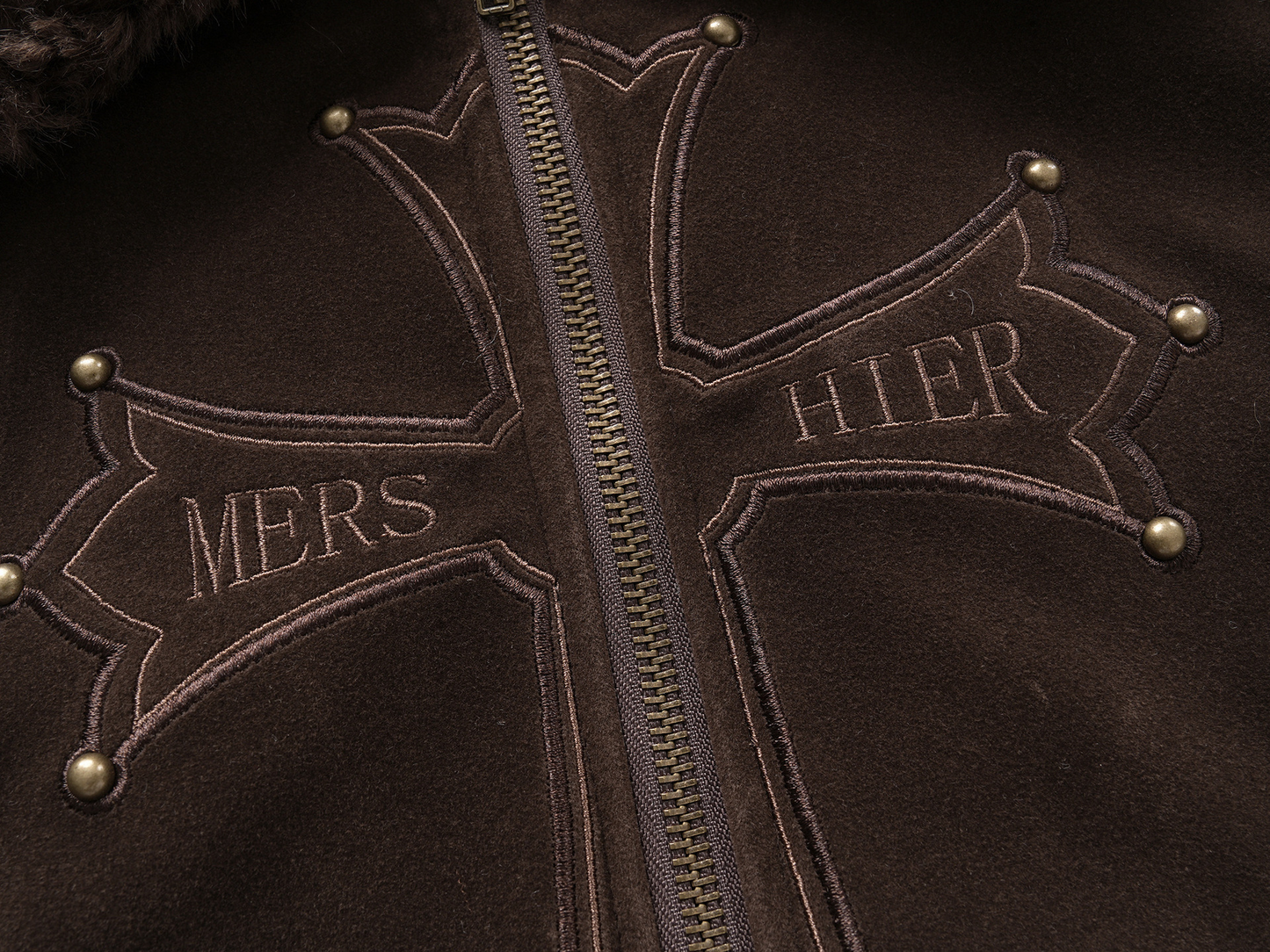 ボアネッククロスデザインアルファベットディテールボタンジャケット/2color/cm0033