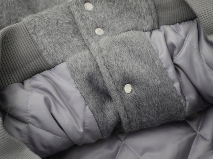 リボンデザインフェイクファーフードジャケット/2color/cm0002