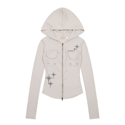 ダブルポケット/スタープリントジップアップスウェット[2color]/cm0034