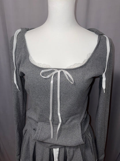 フード付きトップス＋ショートスカートセットアップ/cm0237