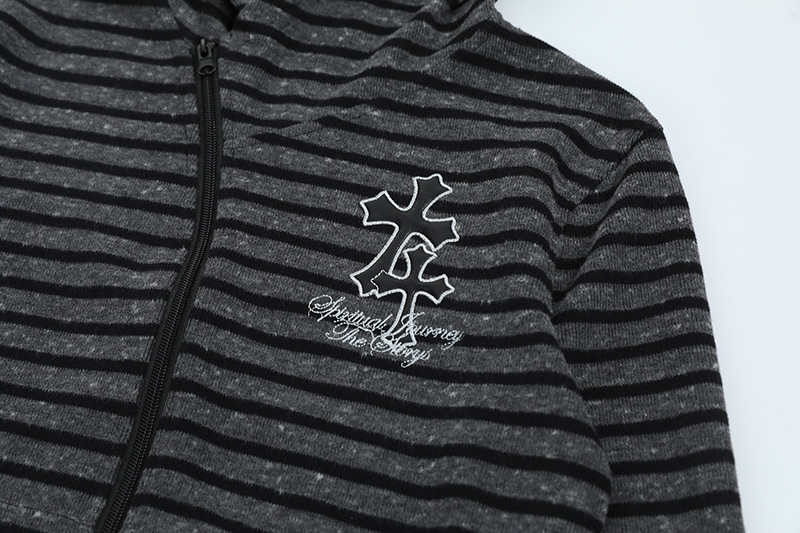 2color/クロスロゴボーダージップアップフーディー/cm0247