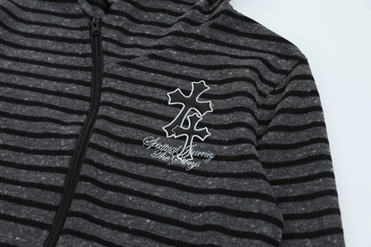 2color/クロスロゴボーダージップアップフーディー/cm0247