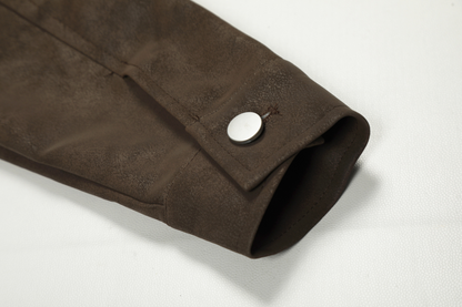 ファー付きフェイクレザーダブルポケットデザインジャケット/2color/cm0044