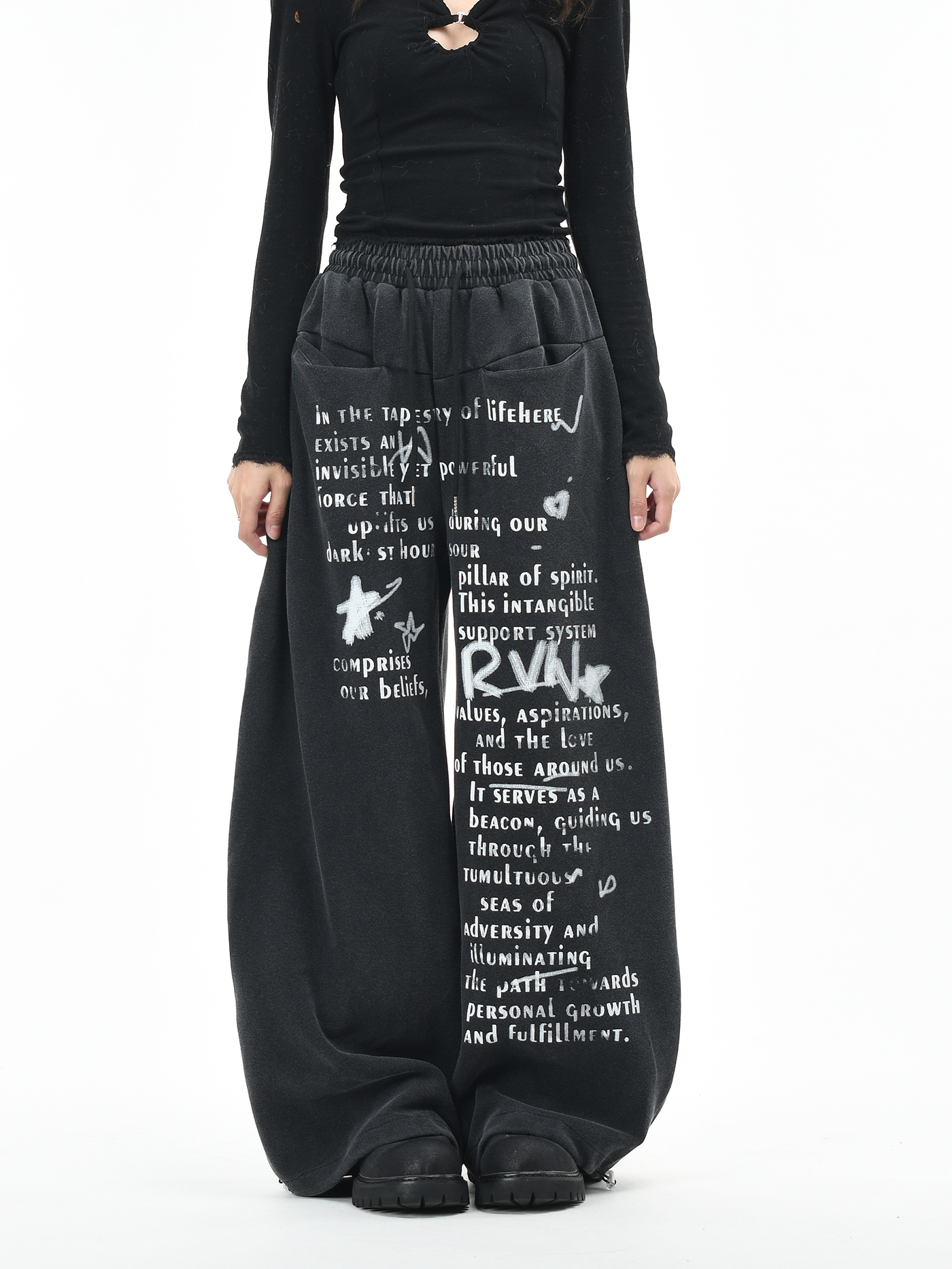 アルファベットプリントルーズパンツ/2color/cm0067