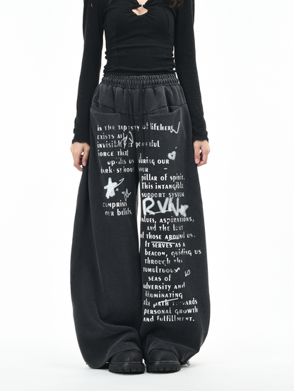 アルファベットプリントルーズパンツ/2color/cm0067