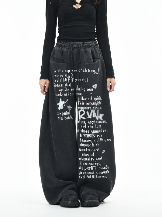 アルファベットプリントルーズパンツ/2color/cm0067