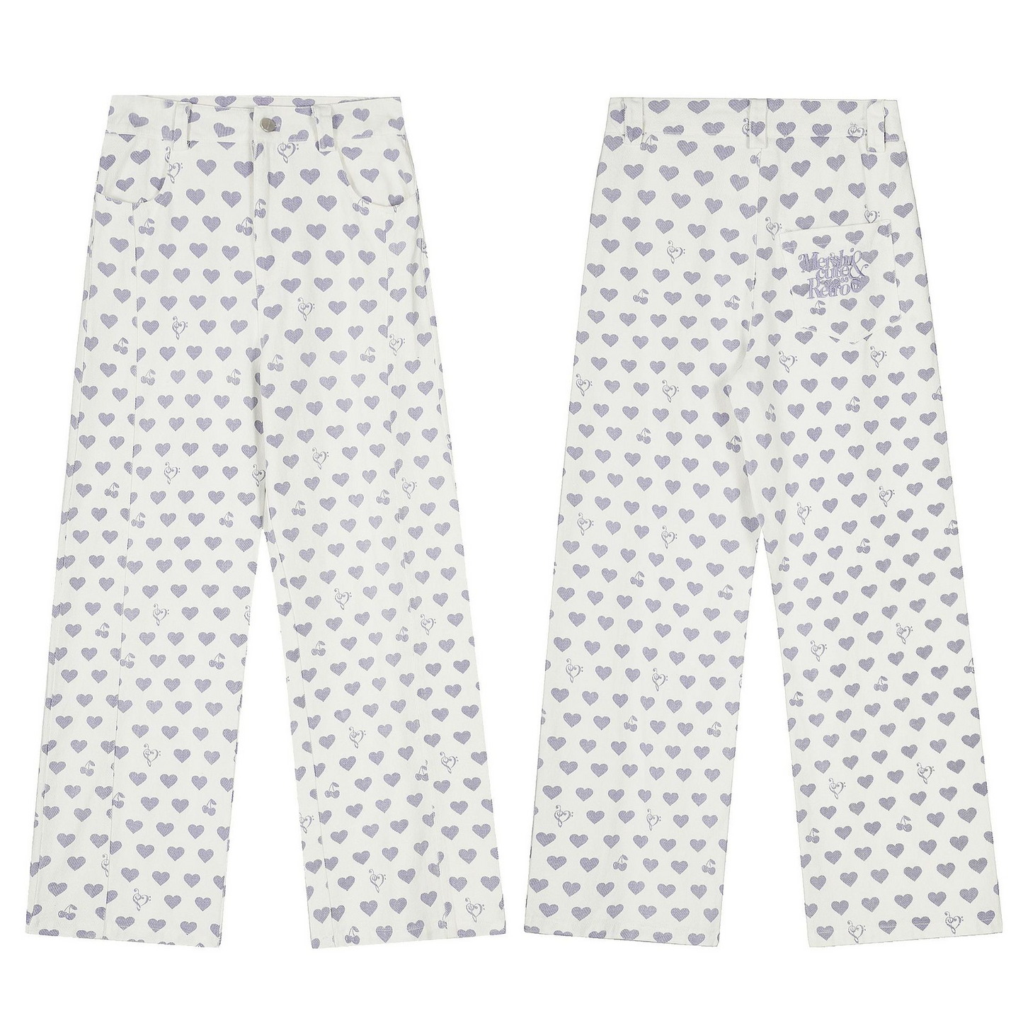 ハート柄刺繍ディテールパンツcm0008