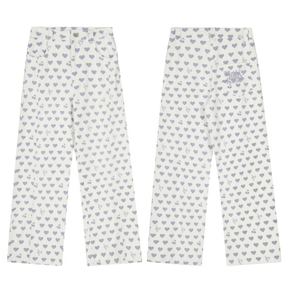 ハート柄刺繍ディテールパンツcm0008