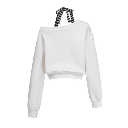 ボーダーフェイクレイヤードオフショルダートップス/2color/cm0134