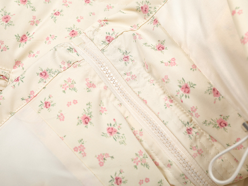 リボンデザインフラワー柄パファージャケット/2color/cm0070