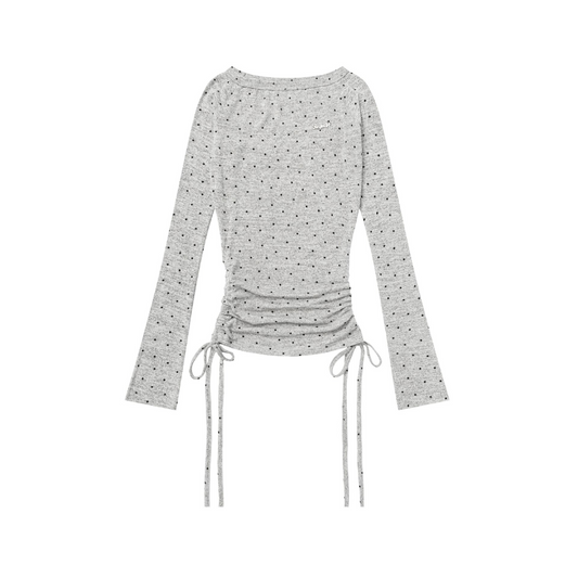2color/ドローストリングドット長袖トップス/cm0187