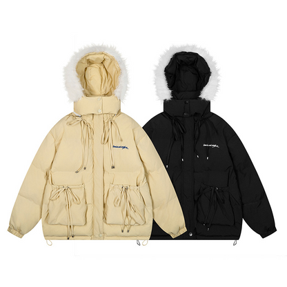 BIGポケットリボンデザインパファージャケット/2color/cm0079