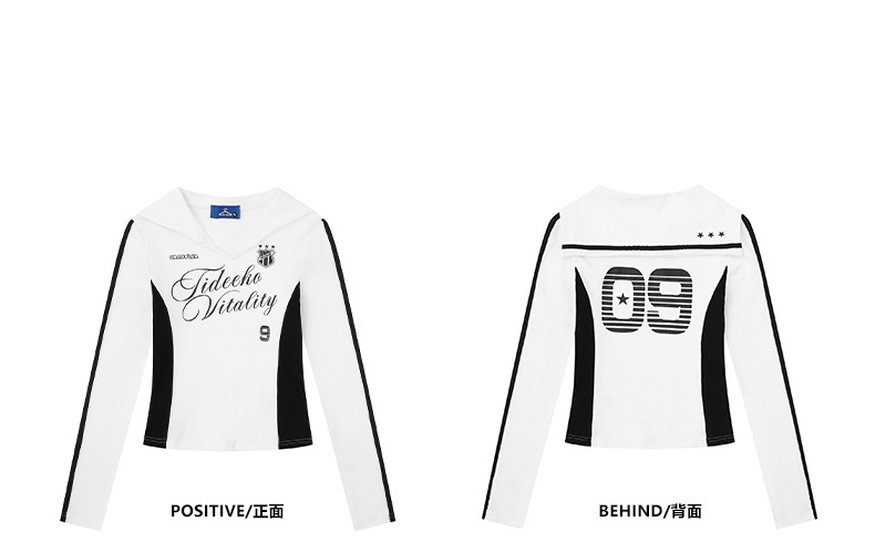 セーラーカラースポーティーナンバープリントカットソー/2color/cm0039