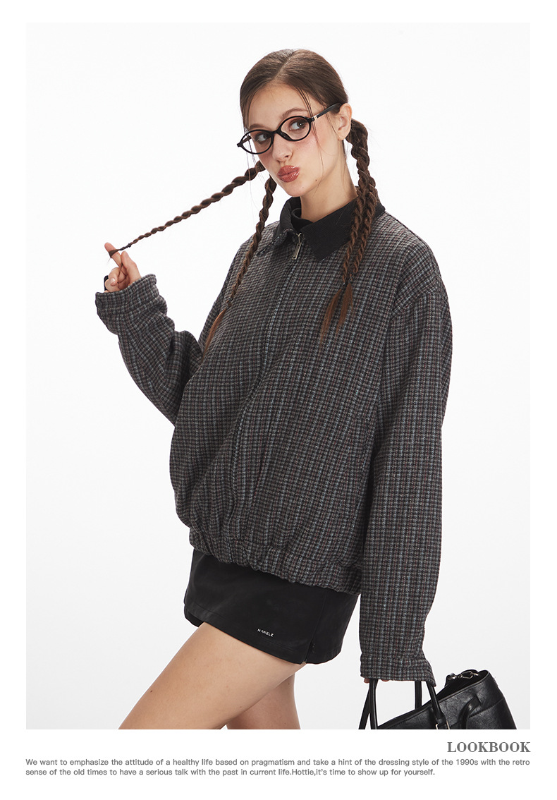 リバーシブル/コントラスト チェック柄 ヴィンテージジャケット/2color/cm0060